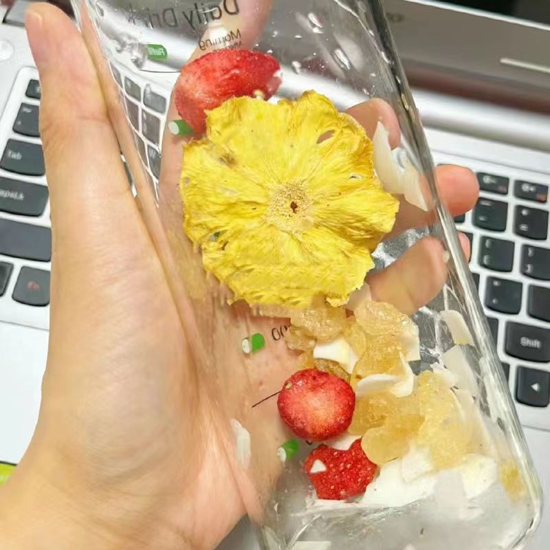 🥤鳳梨草莓椰椰茶 水果茶凍幹鳳梨 獨立包裝