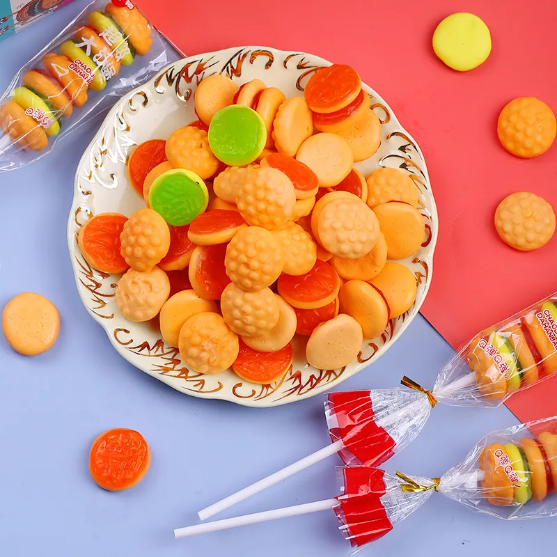 現貨 創意Q彈橡皮糖 漢堡串串糖果汁软糖