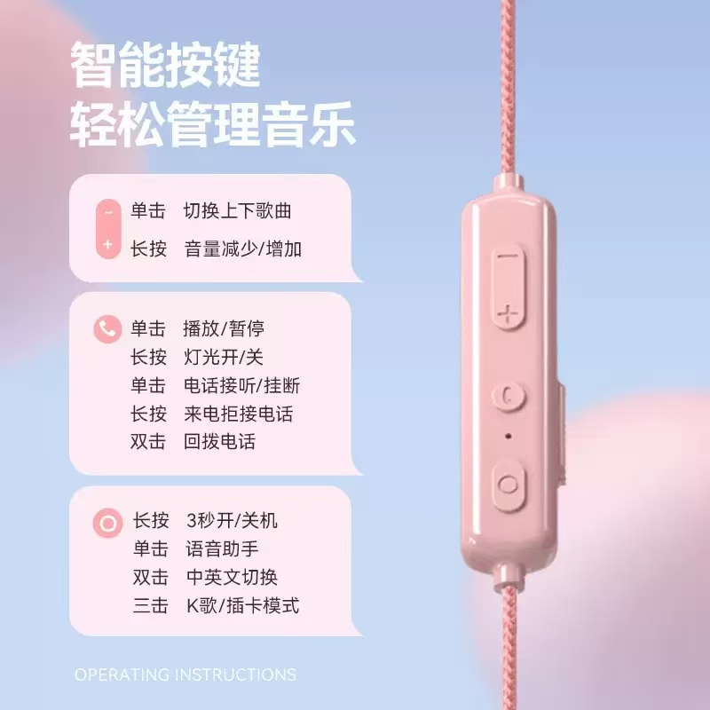 萌貓太空倉可插卡運動掛脖藍牙耳機 學生 HIFI立體聲環繞音效 智慧數顯 無線藍牙耳機