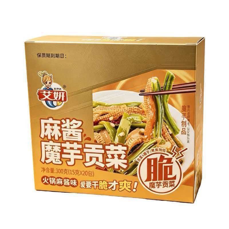 艾妍魔芋貢菜盒裝 香辣味 香菜麻醬口味 即食零食辦公室追劇解饞 健康低卡爽脆可口
