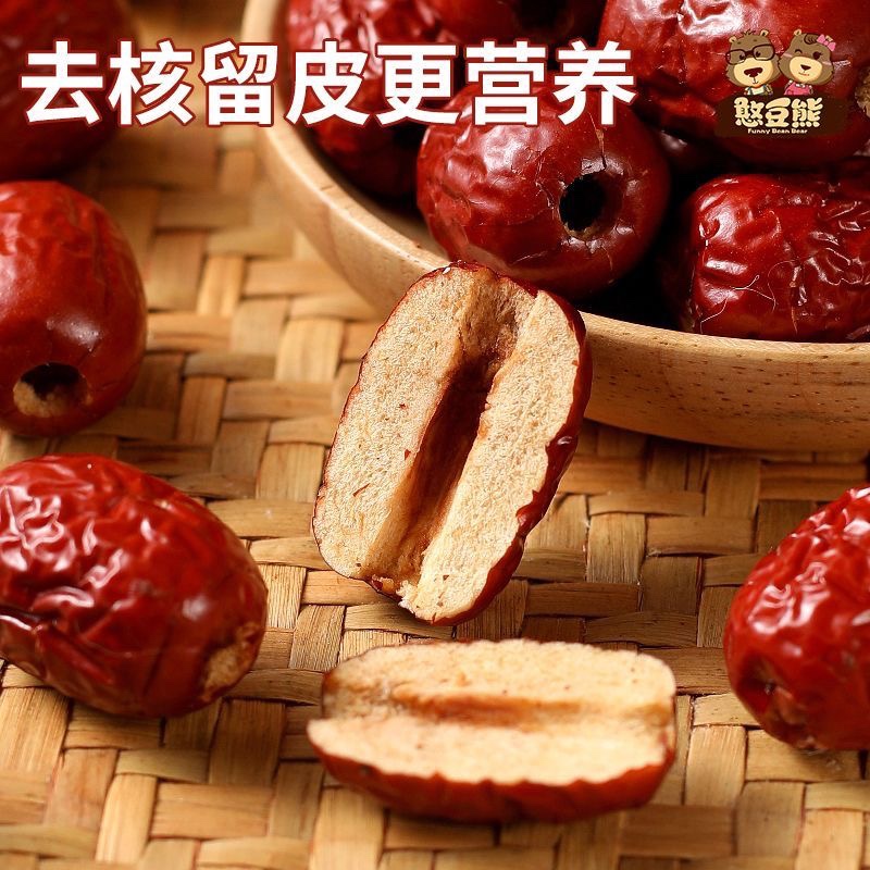 憨豆熊去核紅棗502g 罐裝 無核免洗 新疆若羌灰棗 即食