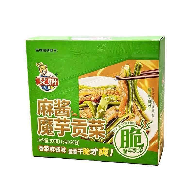 艾妍魔芋貢菜盒裝 香辣味 香菜麻醬口味 即食零食辦公室追劇解饞 健康低卡爽脆可口
