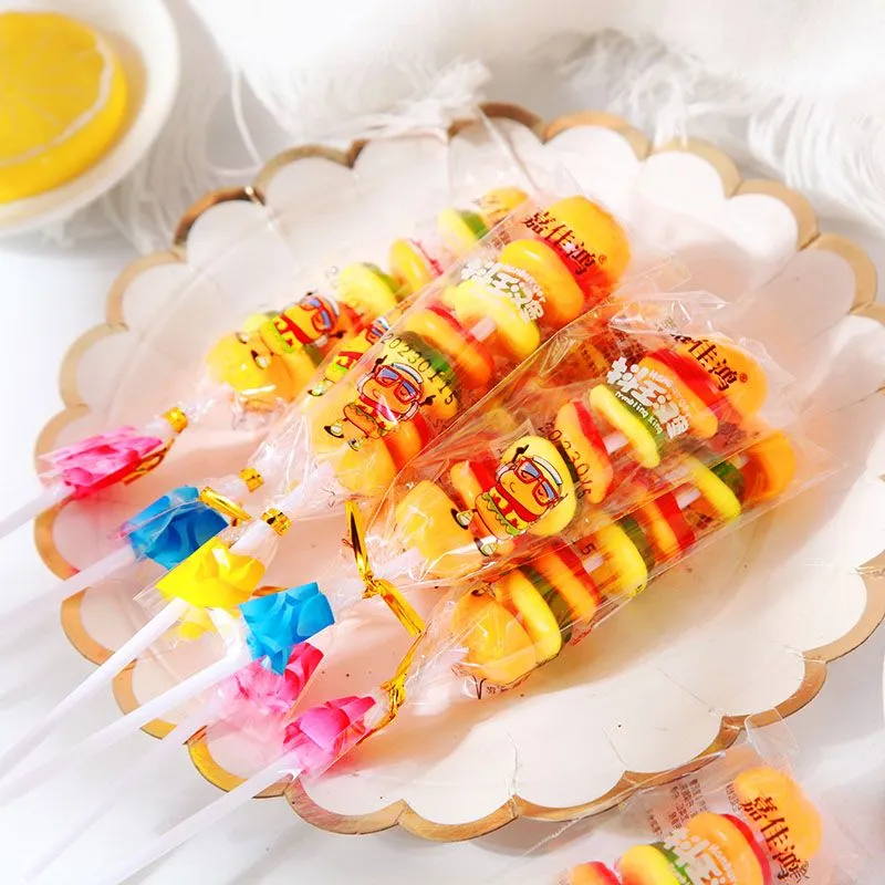 現貨 創意Q彈橡皮糖 漢堡串串糖果汁软糖