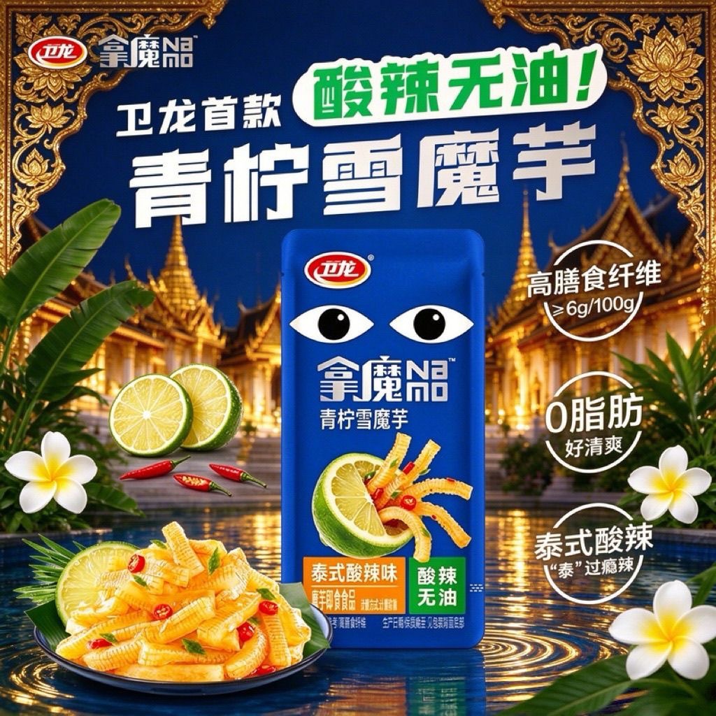 衛龍無油魔芋爽鮮筍 衛龍新品 拿魔酸辣鮮筍味0脂肪高膳食纖維零食