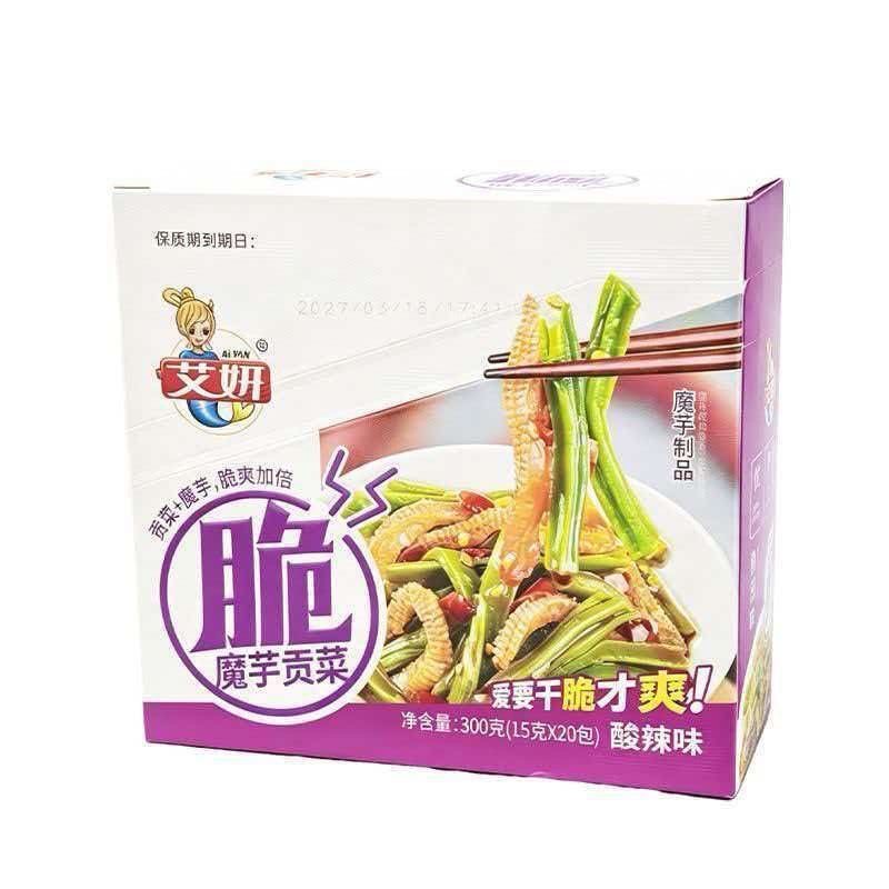 艾妍魔芋貢菜盒裝 香辣味 香菜麻醬口味 即食零食辦公室追劇解饞 健康低卡爽脆可口