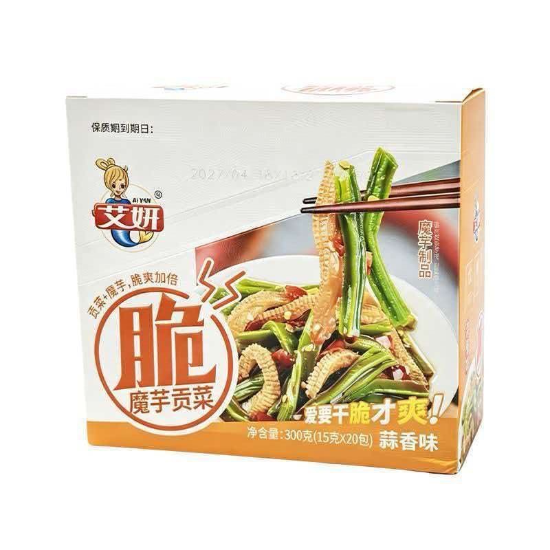 艾妍魔芋貢菜盒裝 香辣味 香菜麻醬口味 即食零食辦公室追劇解饞 健康低卡爽脆可口