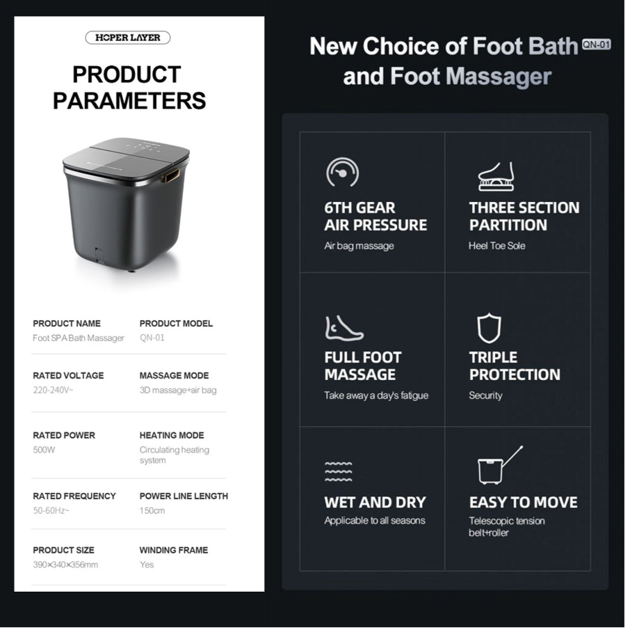 現貨★Hoper Layer- Foot SPA Bath Massager智能足浴SPA器（QN-01)