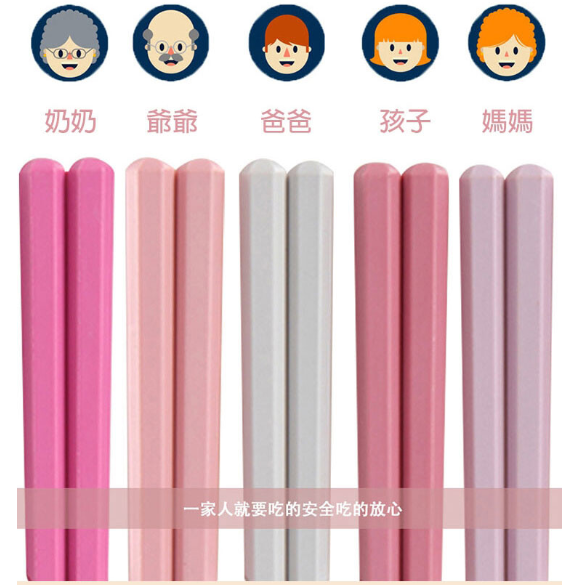 馬卡龍系列耐高溫六角合金筷- 10雙一組