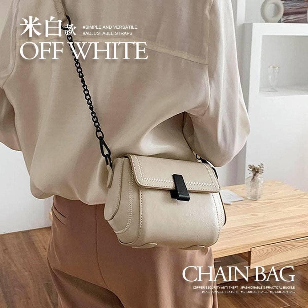 專櫃熱銷款🔥百搭肩背鏈條包 (米白色)