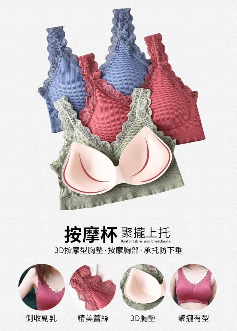 ❤️超質感V領蕾絲美背內衣💜