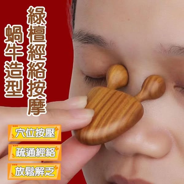 🐌蝸牛造型綠檀經絡按摩梳