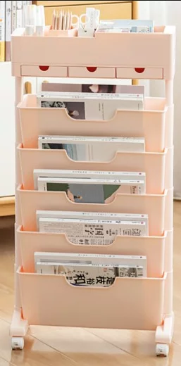 多功能書桌旁收納置物架(三抽屜帶輪款)