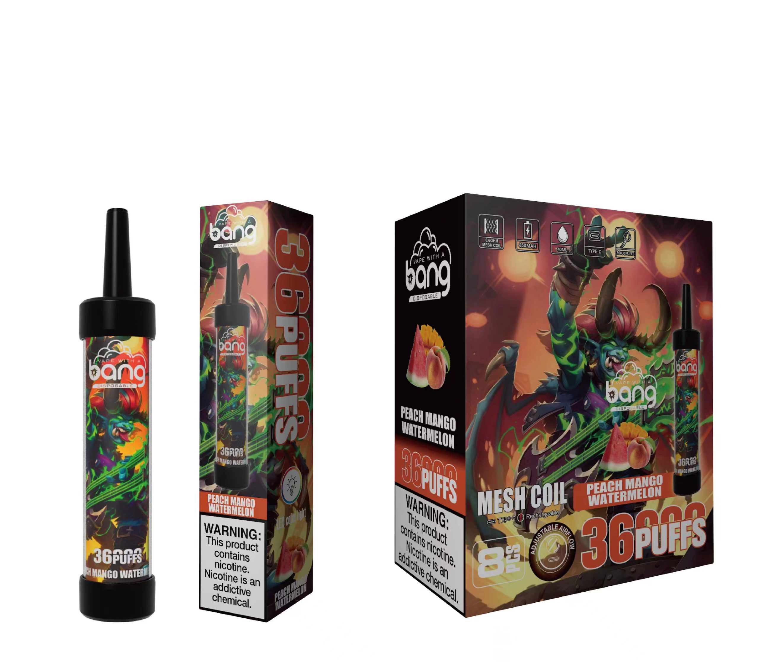 BANG 36000 一次性電子煙｜36,000 抽 × 可調氣流 × LED 彩燈｜極致續航體驗
