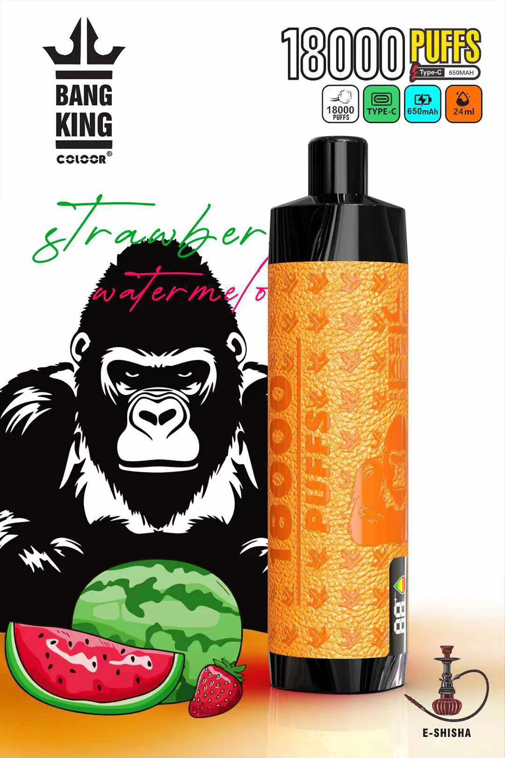 Bang King Shisha 18000 口 一次性電子煙 皮革顯示熒幕