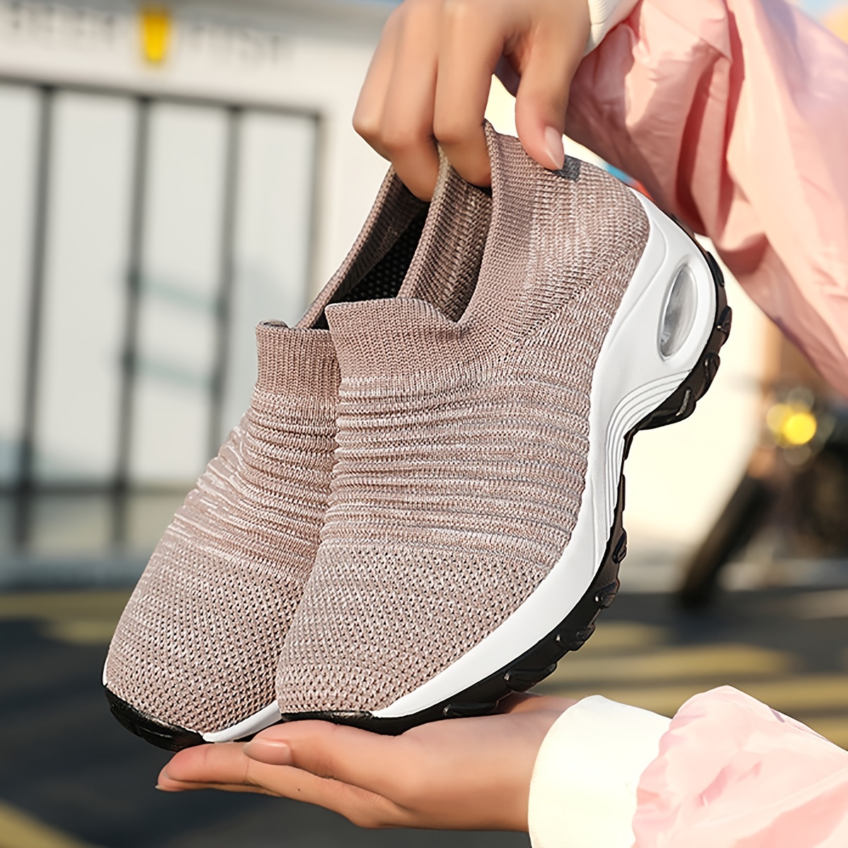 womens air cushion sole chunky sneakers lightweight mesh low top running shoes womens footwear details 6