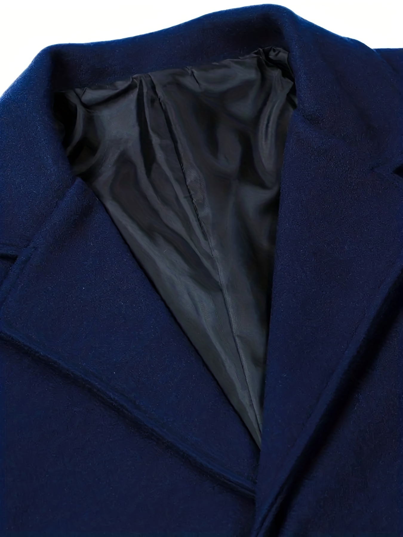 mens trench coat lapel collar mid length single breasted overcoat winter warm business jacket details 3