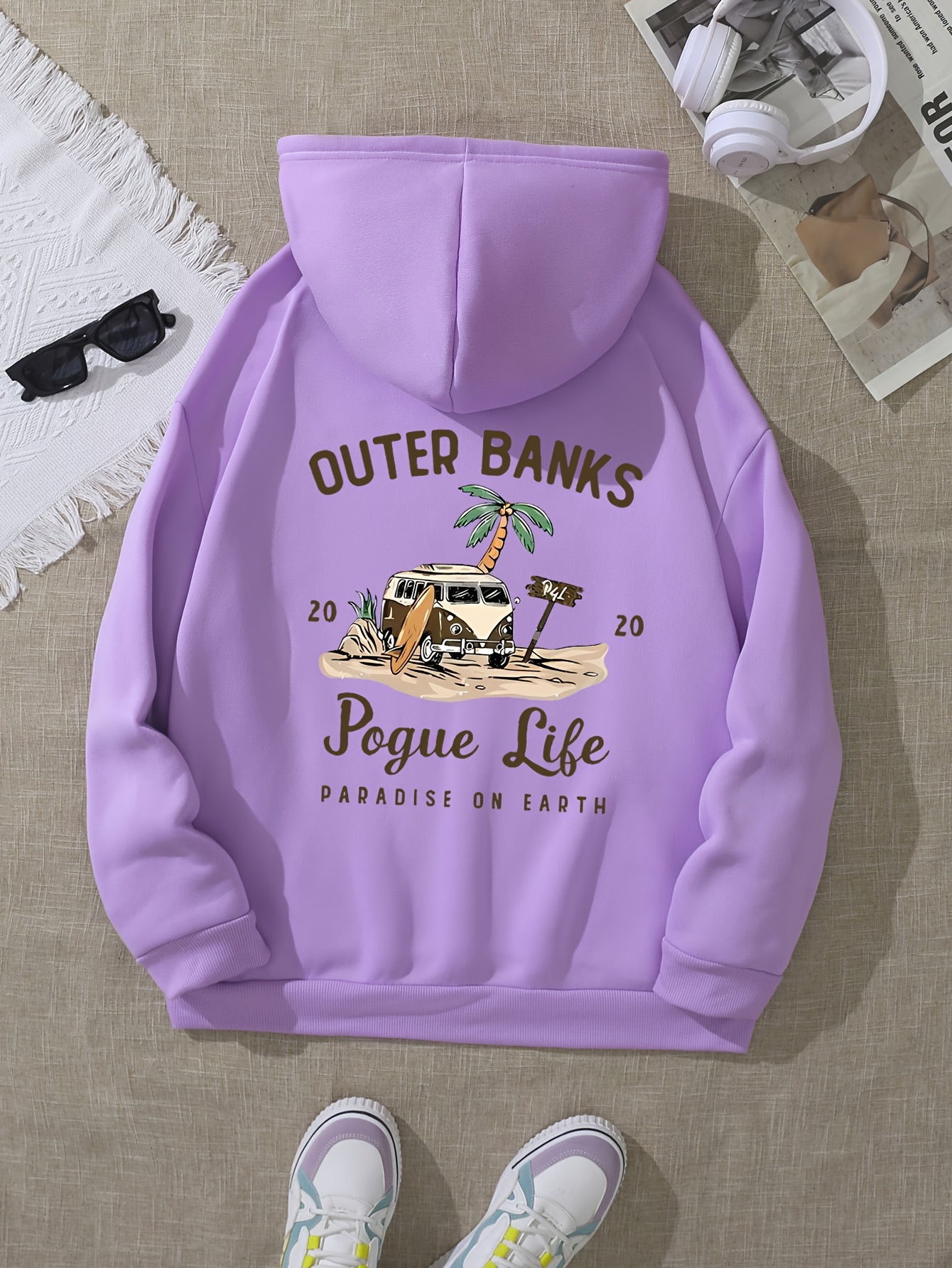 pogue life print hoodie casual pocket long sleeve drawstring hoodies sweatshirt womens clothing details 25