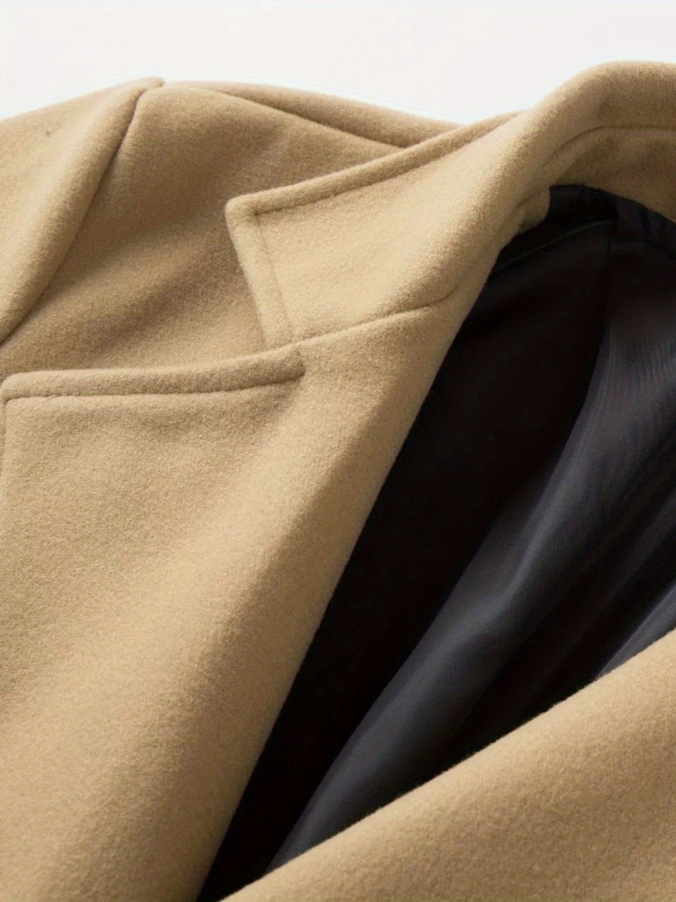 chic elegant double breasted trench coat mens casual lapel flap pocket woolen overcoat for fall winter business details 22