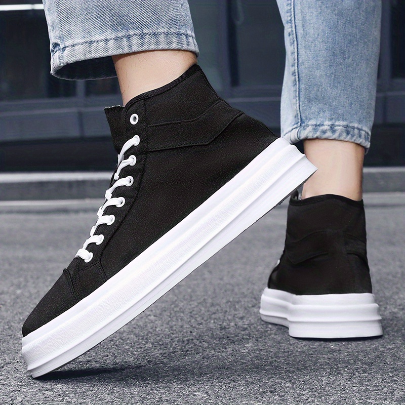 mens lace up canvas sneakers high top casual walking shoes comfortable and breathable details 2