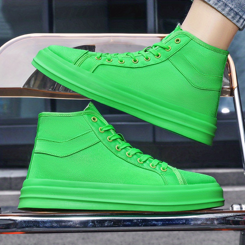 mens trendy high top lace up canvas shoes fashion non slip skate shoes mens sneakers details 1