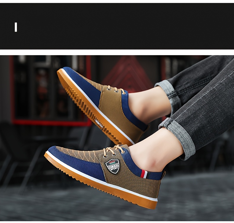 mens low top canvas shoes breathable lace up casual walking shoes for dad outdoor shoes for spring and autumn details 1