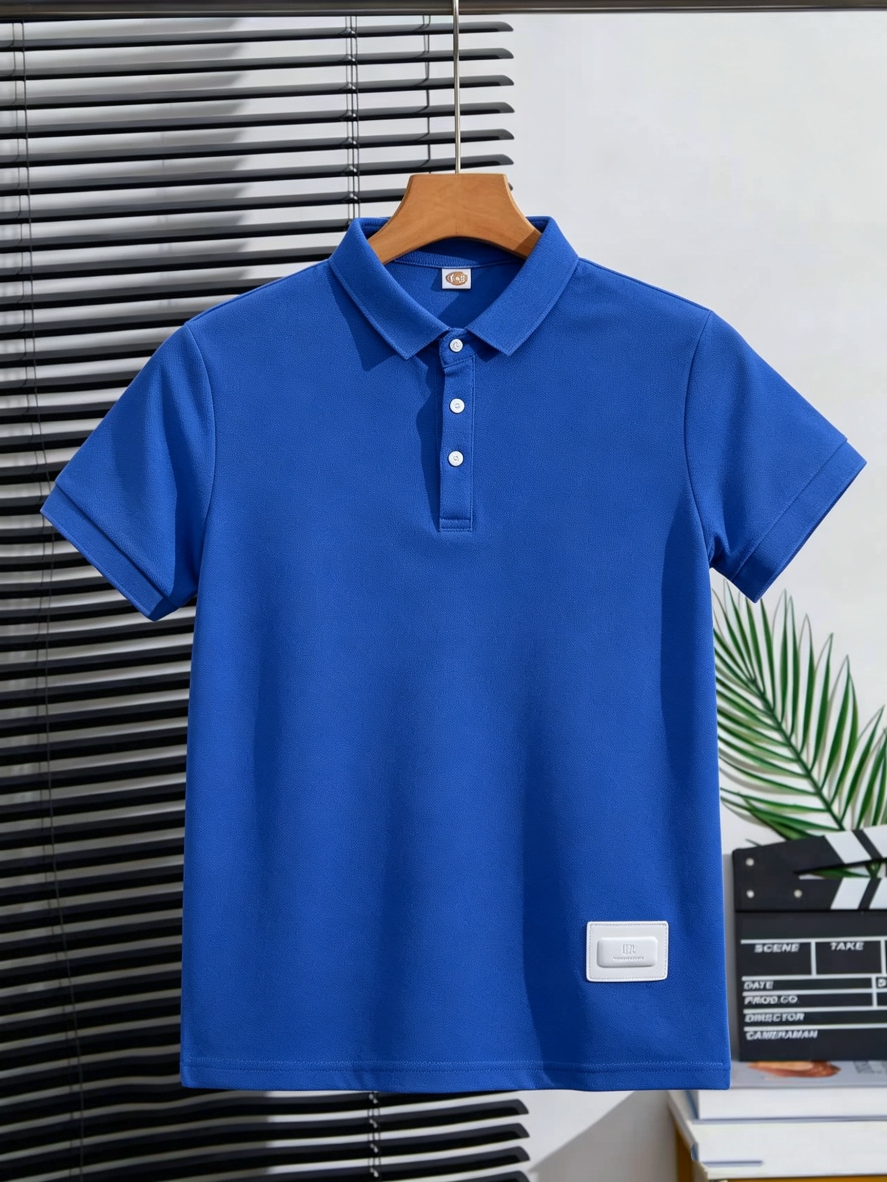 Summer! Solid Color Short-Sleeve Polo Shirt for Kids, Simple Label Design, Wrinkle-Resistant, Not Easily Deformed, Fresh and Breathable T-Shirt Top, Preppy Style, Boys' Daily Wear Lapel Shirt, Summer, Regular Fit
