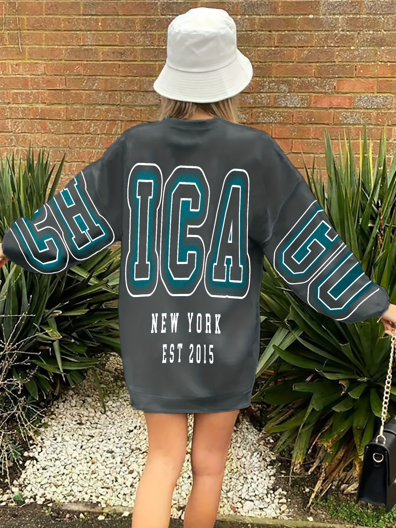 letter print drop shoulder sweatshirt casual long sleeve crew neck sweatshirt for fall winter womens clothing details 43