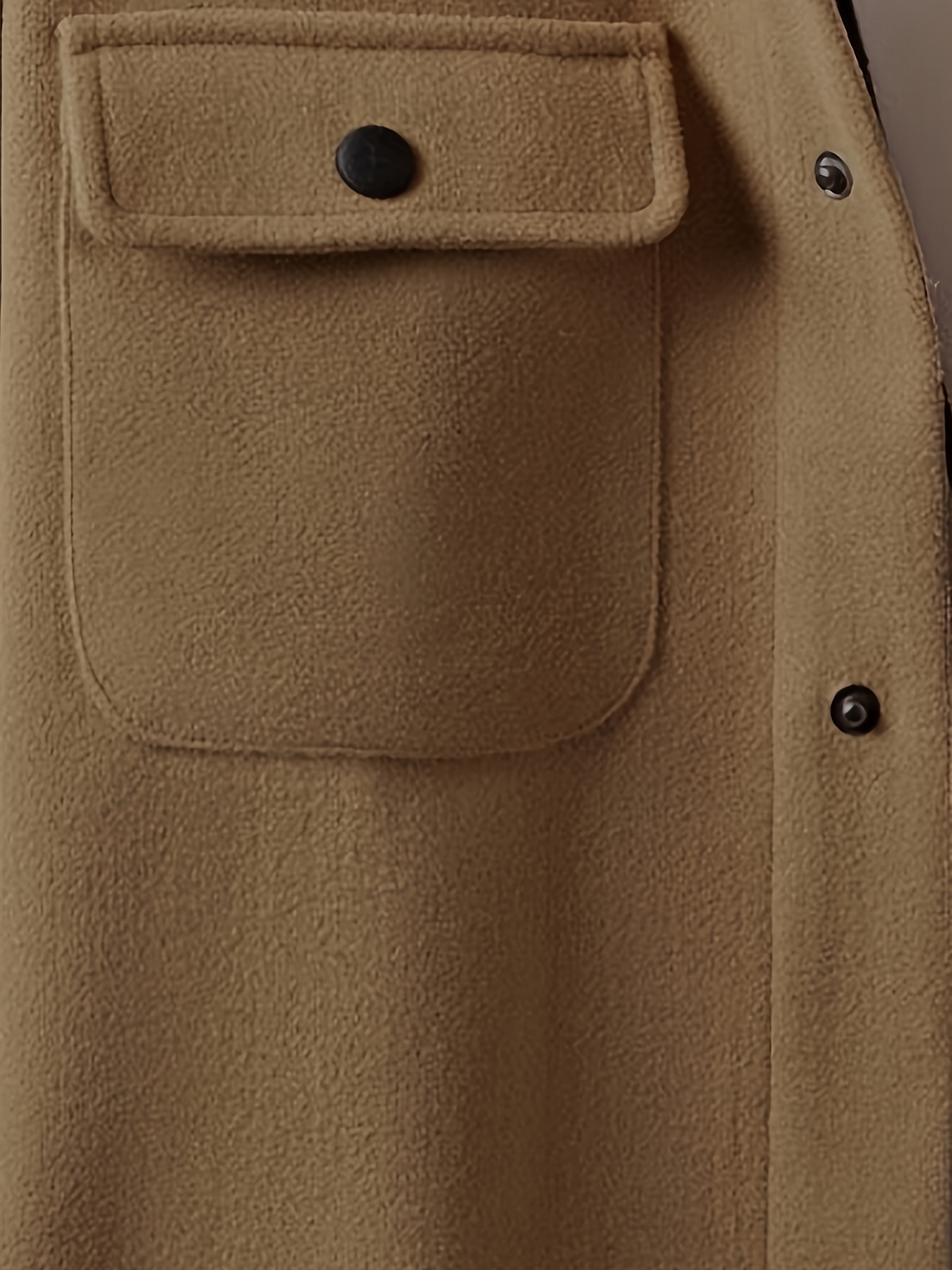 mens casual woolen flap pocket jacket chic button up mature coat for fall winter details 13