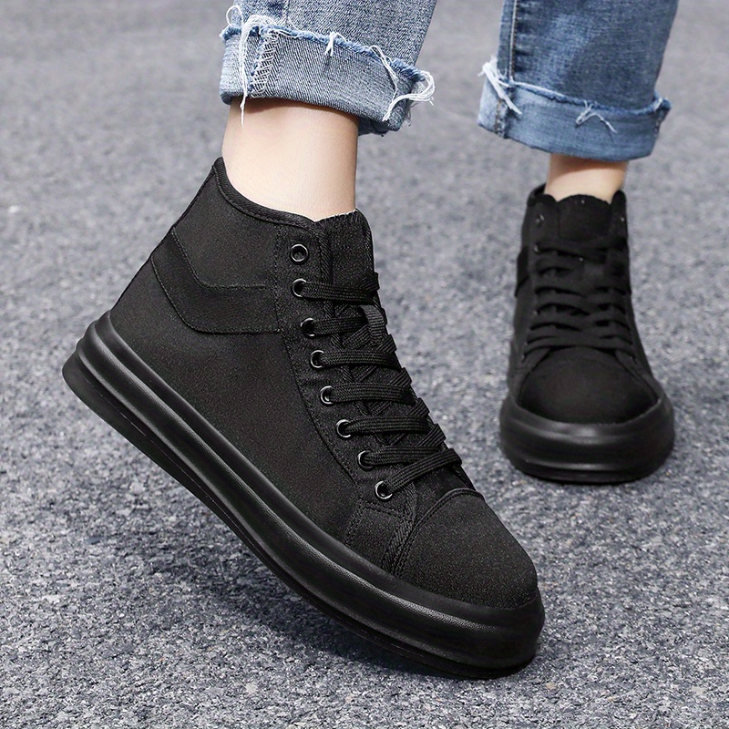 mens lace up canvas sneakers high top casual walking shoes comfortable and breathable details 4