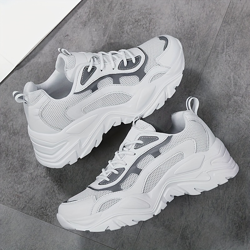 womens luminous chunky sneakers colorblock mesh low top running trainers breathable walking sports shoes details 8