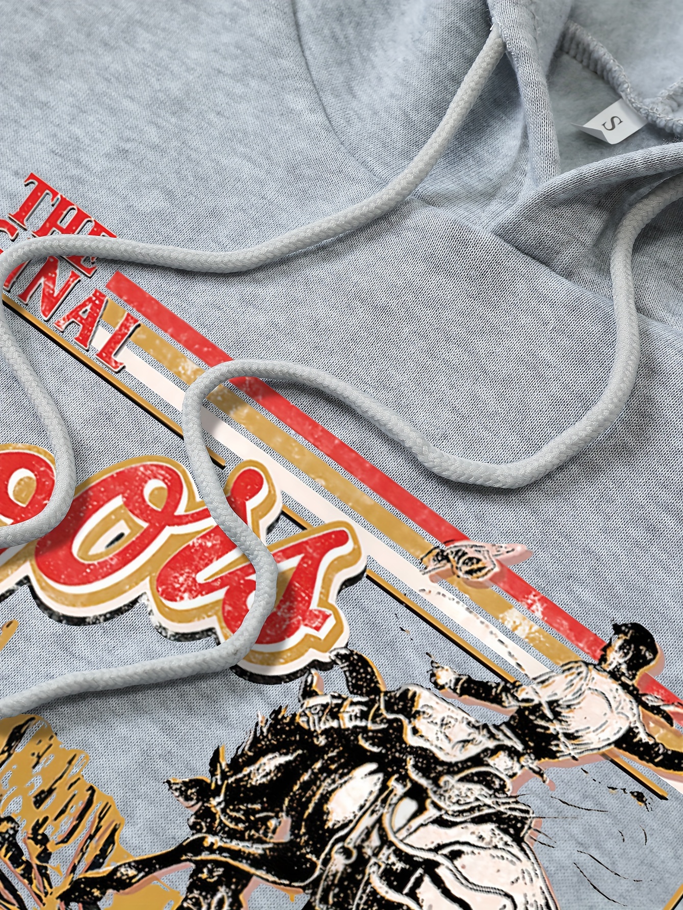 cowboy letter print drawstring hoodie casual long sleeve kangaroo pocket hoodie sweatshirt womens clothing details 14