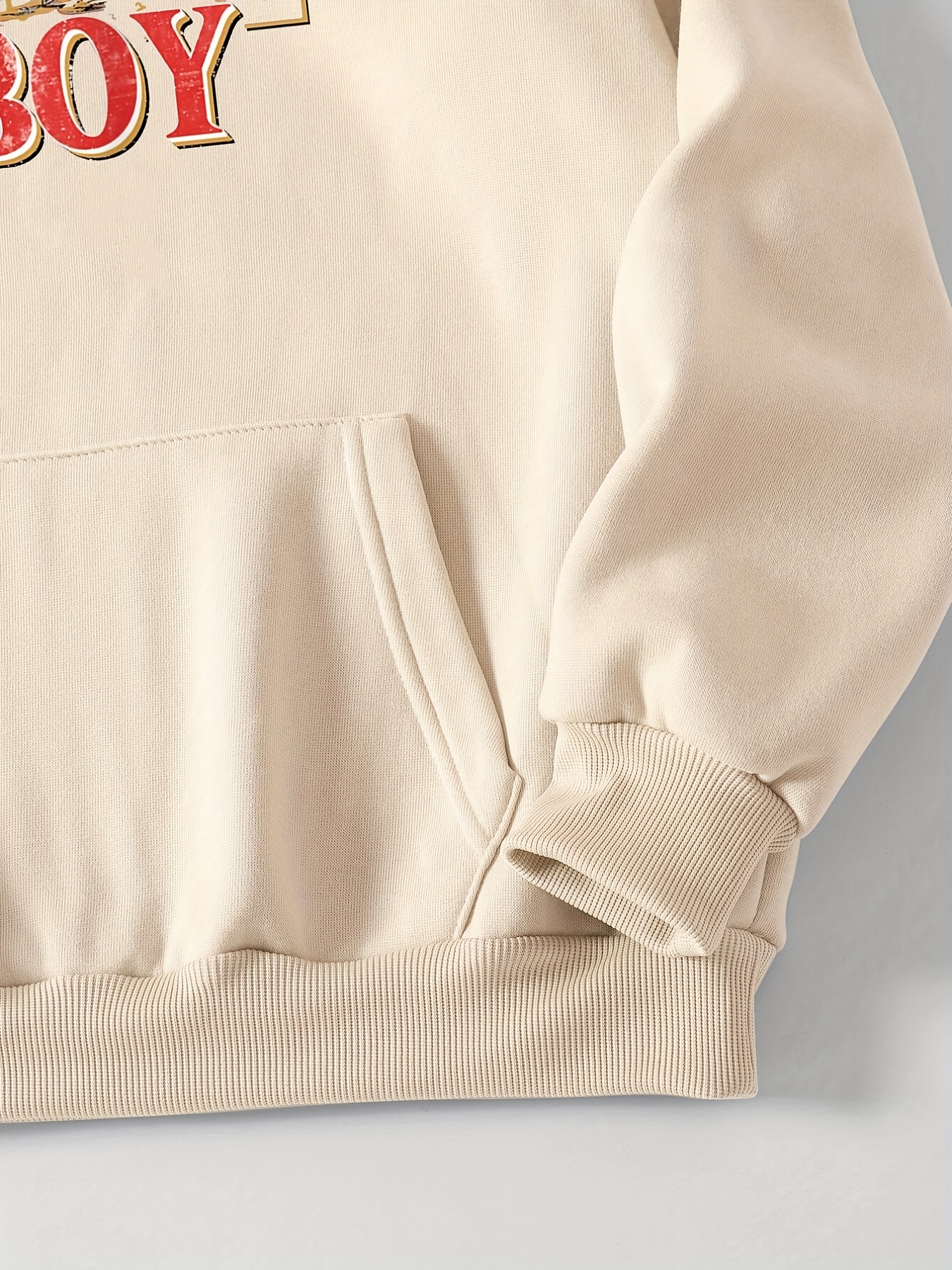 cowboy letter print drawstring hoodie casual long sleeve kangaroo pocket hoodie sweatshirt womens clothing details 30