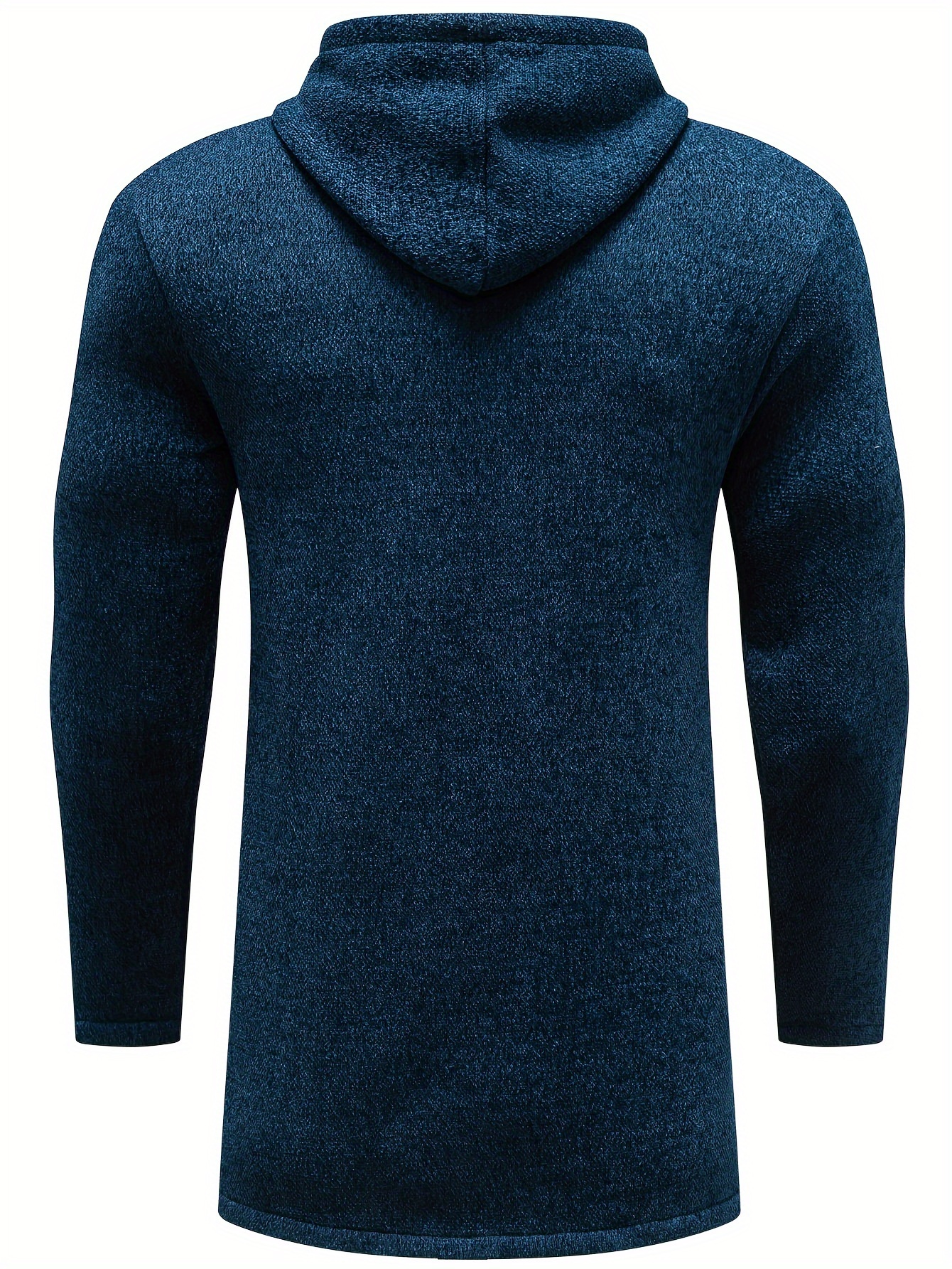 warm mid length hooded fleece coat mens comfortable solid color zip up knitted cardigan for spring fall details 11