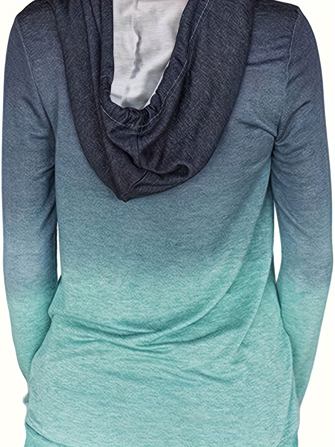 ombre kangaroo pocket hoodie, ombre kangaroo pocket hoodie casual long sleeve drawstring hoodies sweatshirt womens clothing details 10