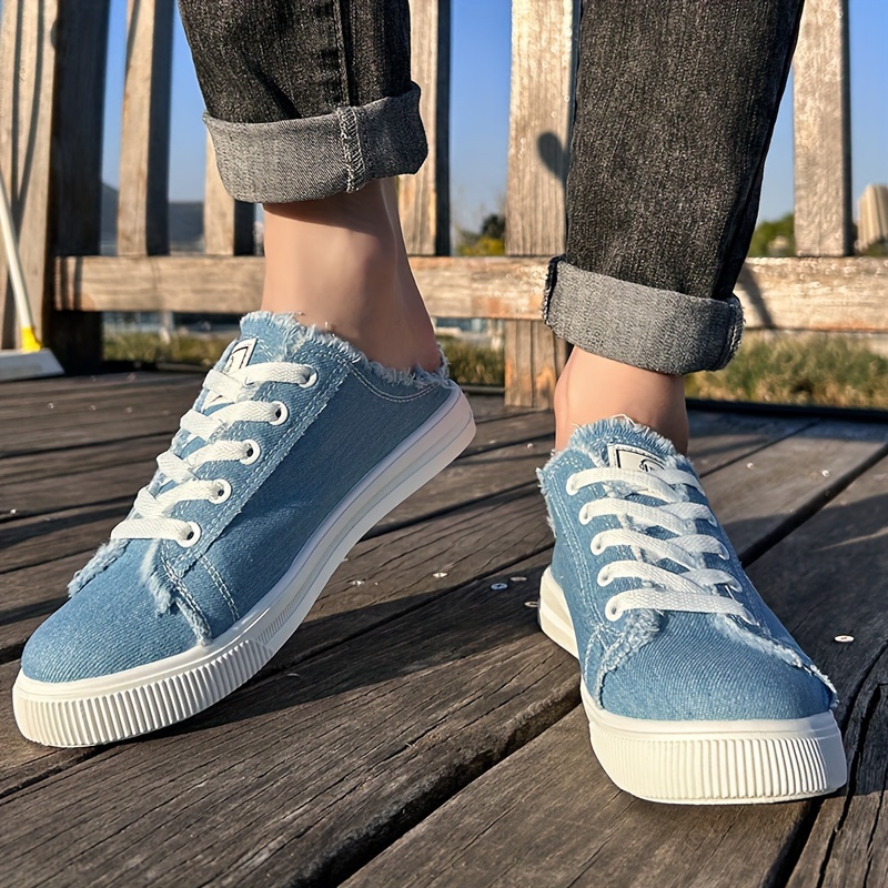 mens stylish backless canvas shoes breathable lightweight slip on casual slippers for outdoor walking spring and summer details 9