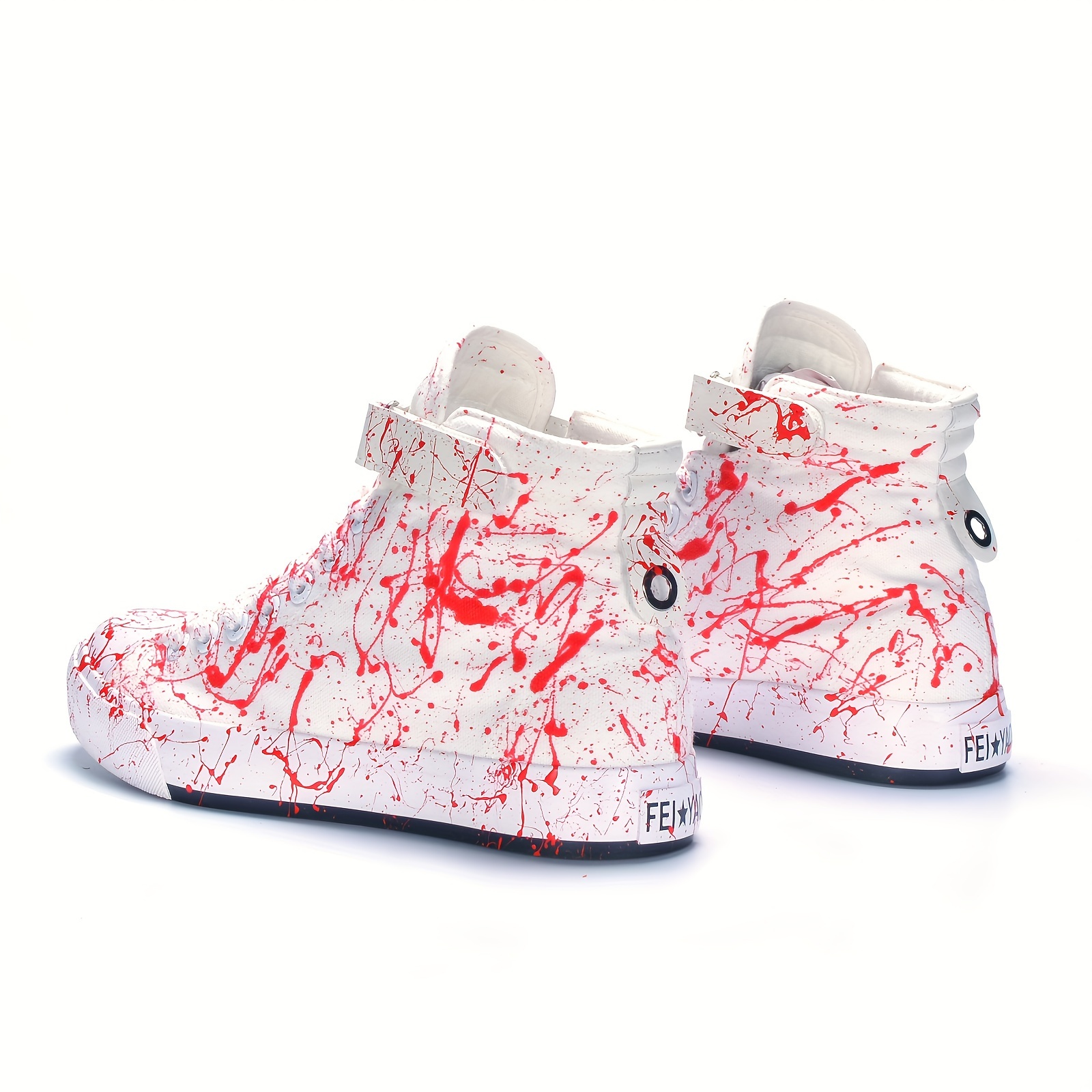 mens splashed paint pattern high top canvas sneakers lace up sneakers skate shoes athletic shoes casual walking shoes details 8