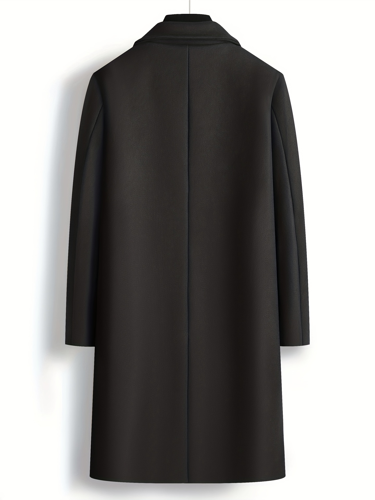 chic elegant double breasted trench coat mens casual lapel flap pocket woolen overcoat for fall winter business details 7