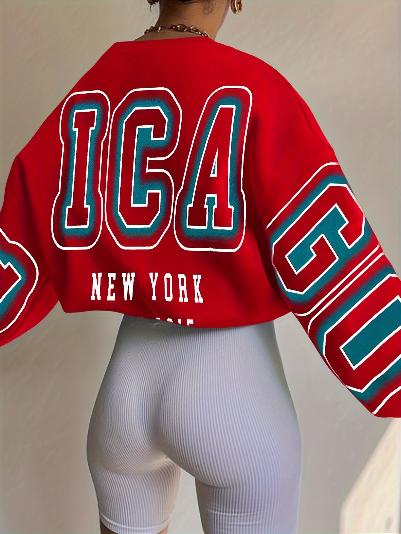 letter print drop shoulder sweatshirt casual long sleeve crew neck sweatshirt for fall winter womens clothing details 17