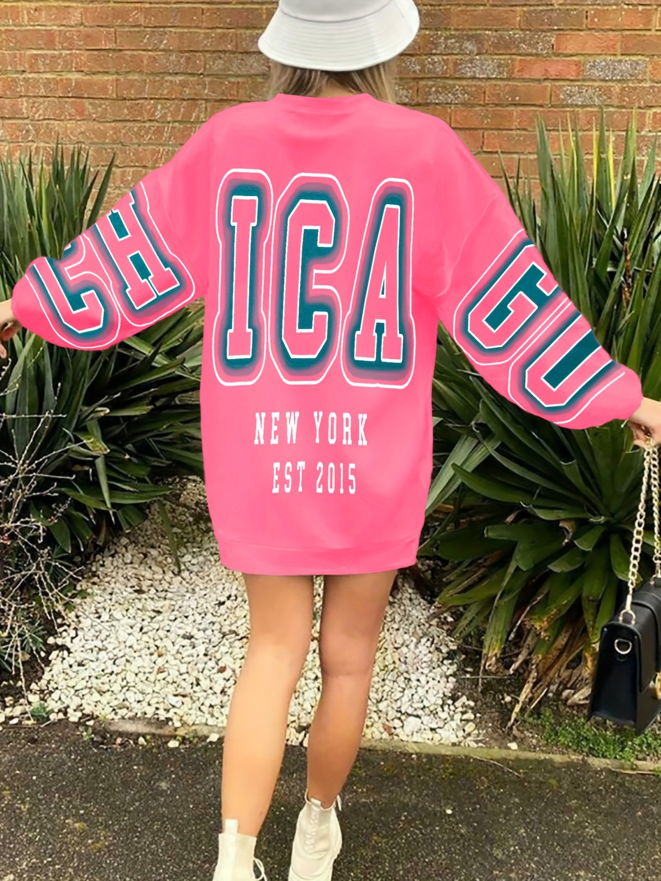 letter print drop shoulder sweatshirt casual long sleeve crew neck sweatshirt for fall winter womens clothing details 3