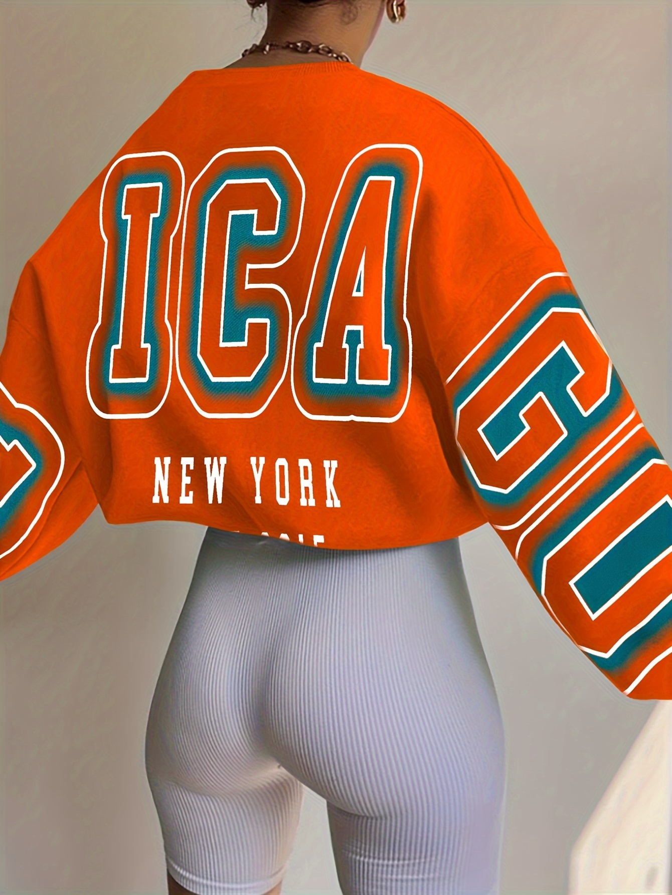 letter print drop shoulder sweatshirt casual long sleeve crew neck sweatshirt for fall winter womens clothing details 28