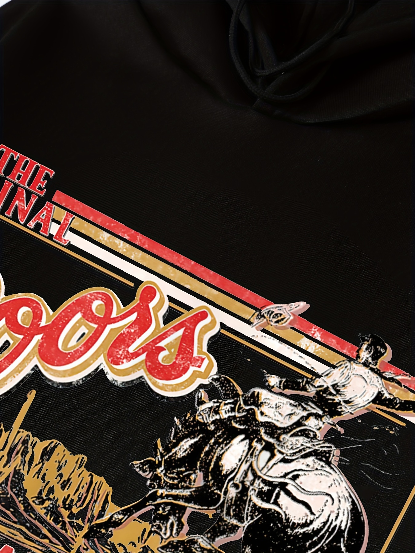 cowboy letter print drawstring hoodie casual long sleeve kangaroo pocket hoodie sweatshirt womens clothing details 23