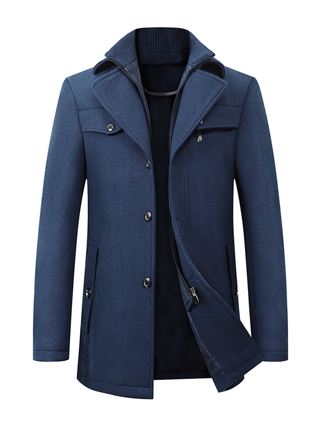 new wool coat mens business casual thick warm slim jacket details 4