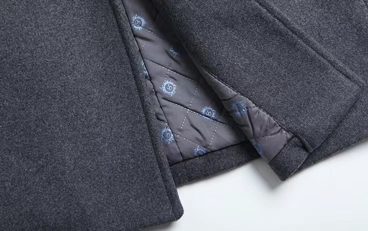 new mens business coat slim long woolen coat details 15