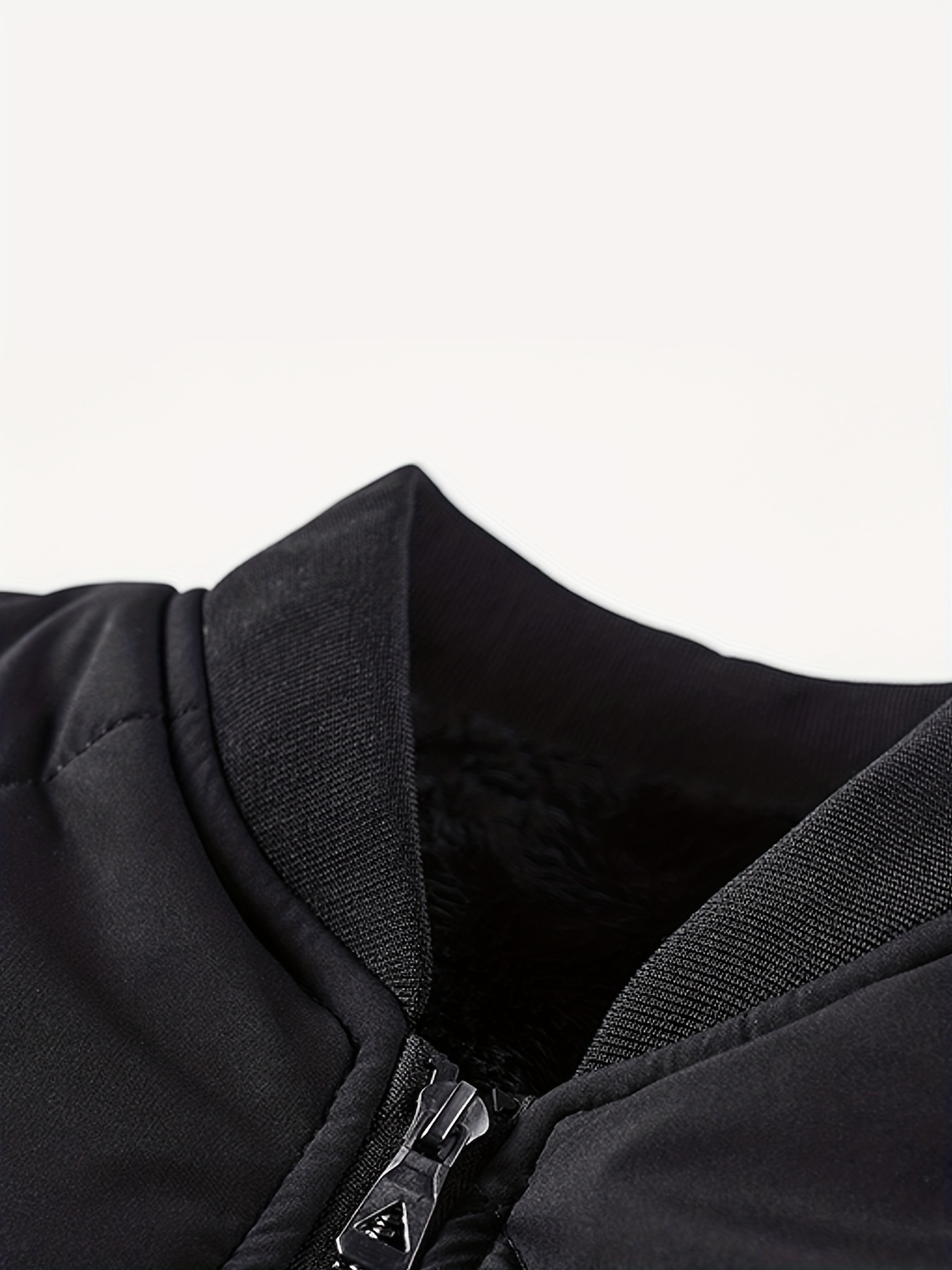 warm fleece thickened jacket, warm fleece thickened jacket mens casual baseball collar zip up jacket coat for fall winter details 13