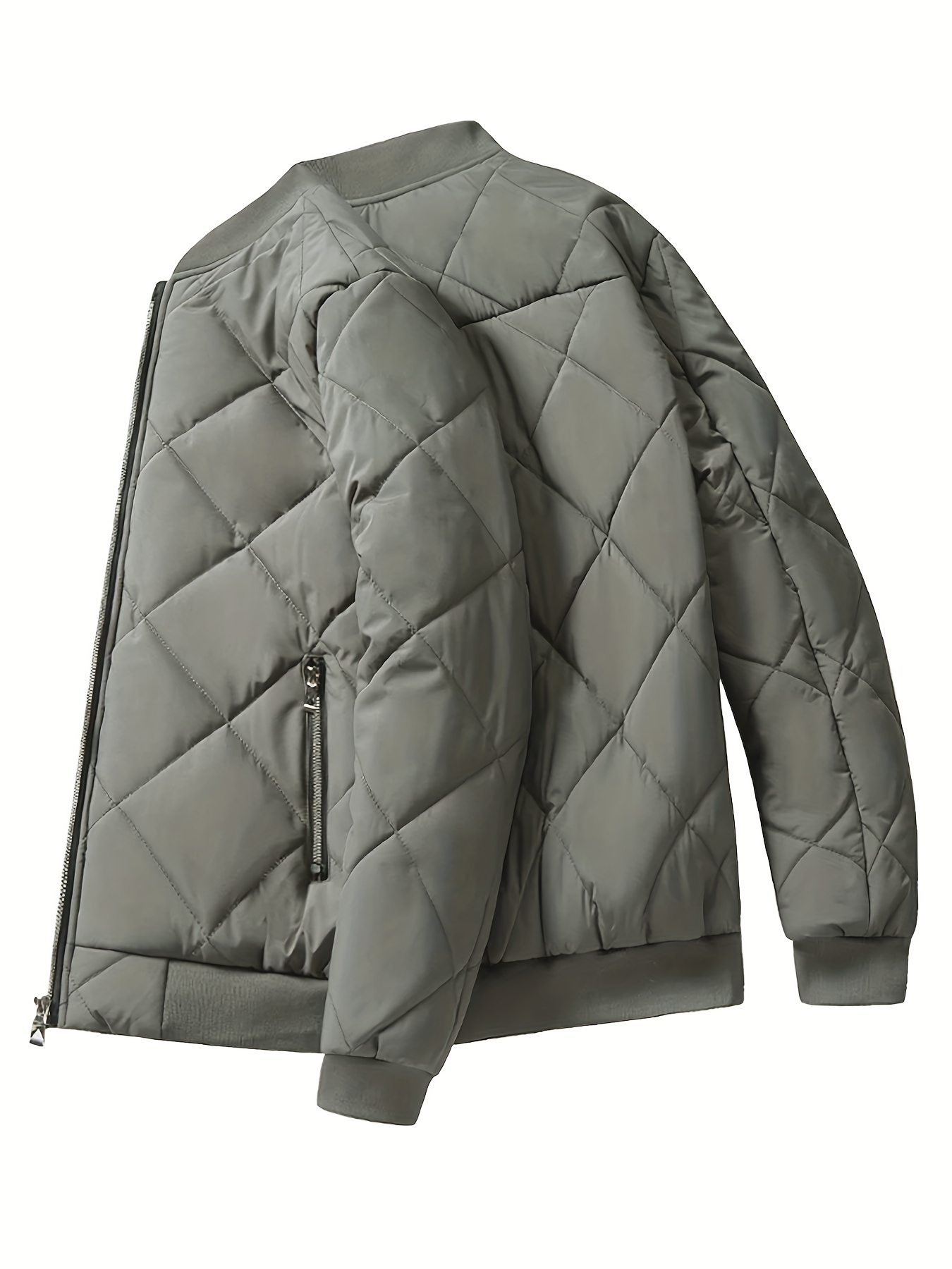 warm fleece thickened jacket, warm fleece thickened jacket mens casual baseball collar zip up jacket coat for fall winter details 6