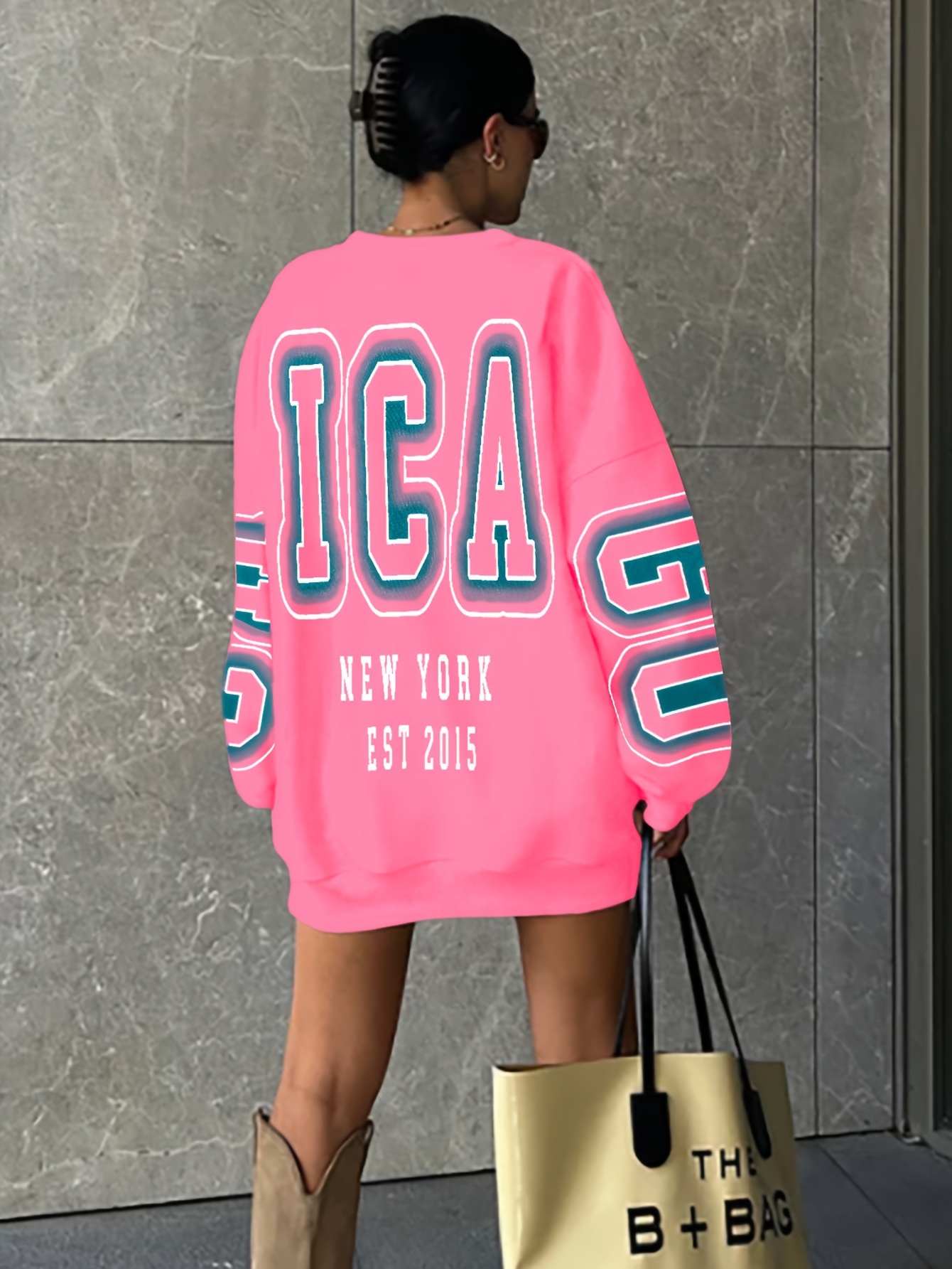 letter print drop shoulder sweatshirt casual long sleeve crew neck sweatshirt for fall winter womens clothing details 4
