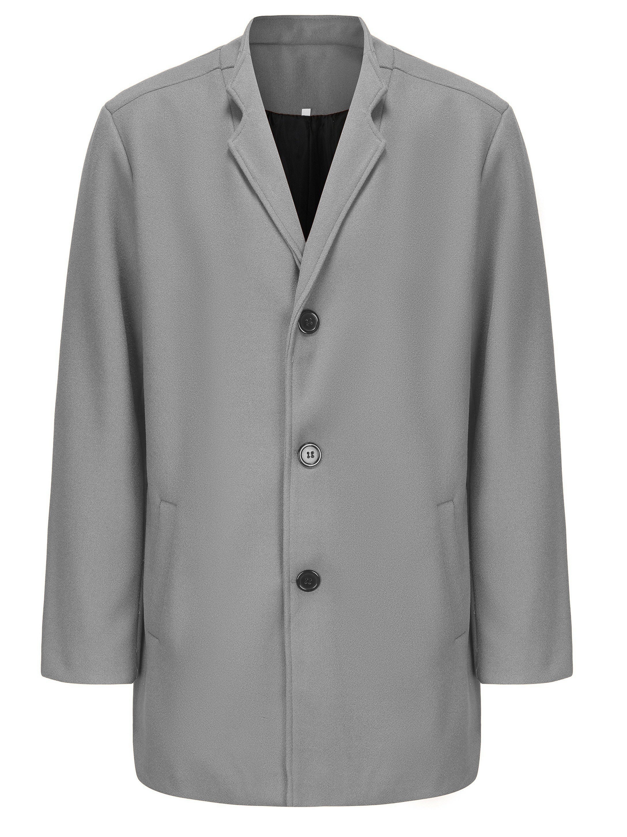 mens single breasted trench coat casual elegant overcoat for fall winter business details 4