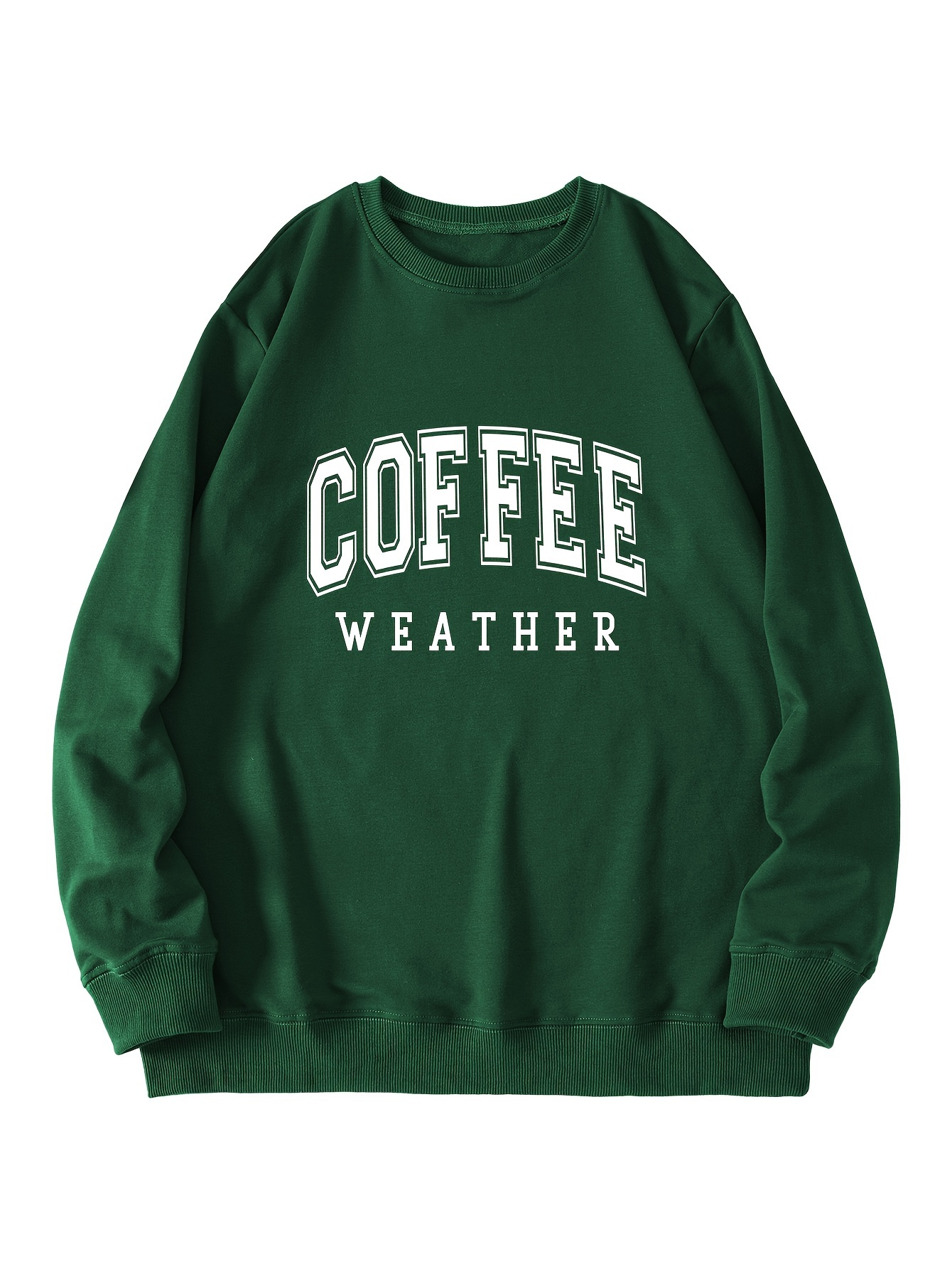 coffee letter print loose sweatshirt casual long sleeve crew neck sweatshirt womens clothing details 22