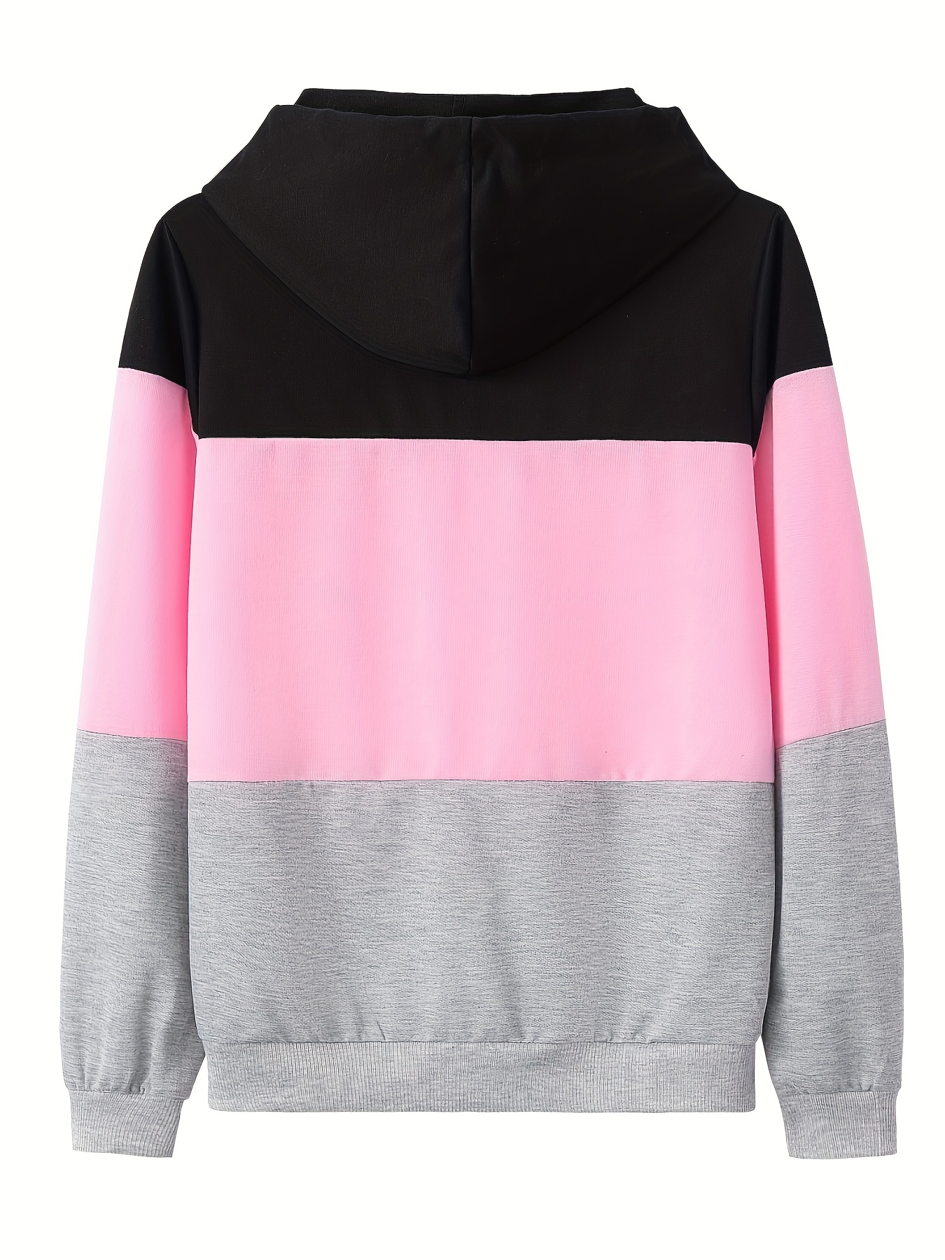 Women's Color Block Hoodie, Long Sleeve Drawstring Thermal Hoodies Sweatshirt, Women's Clothing
