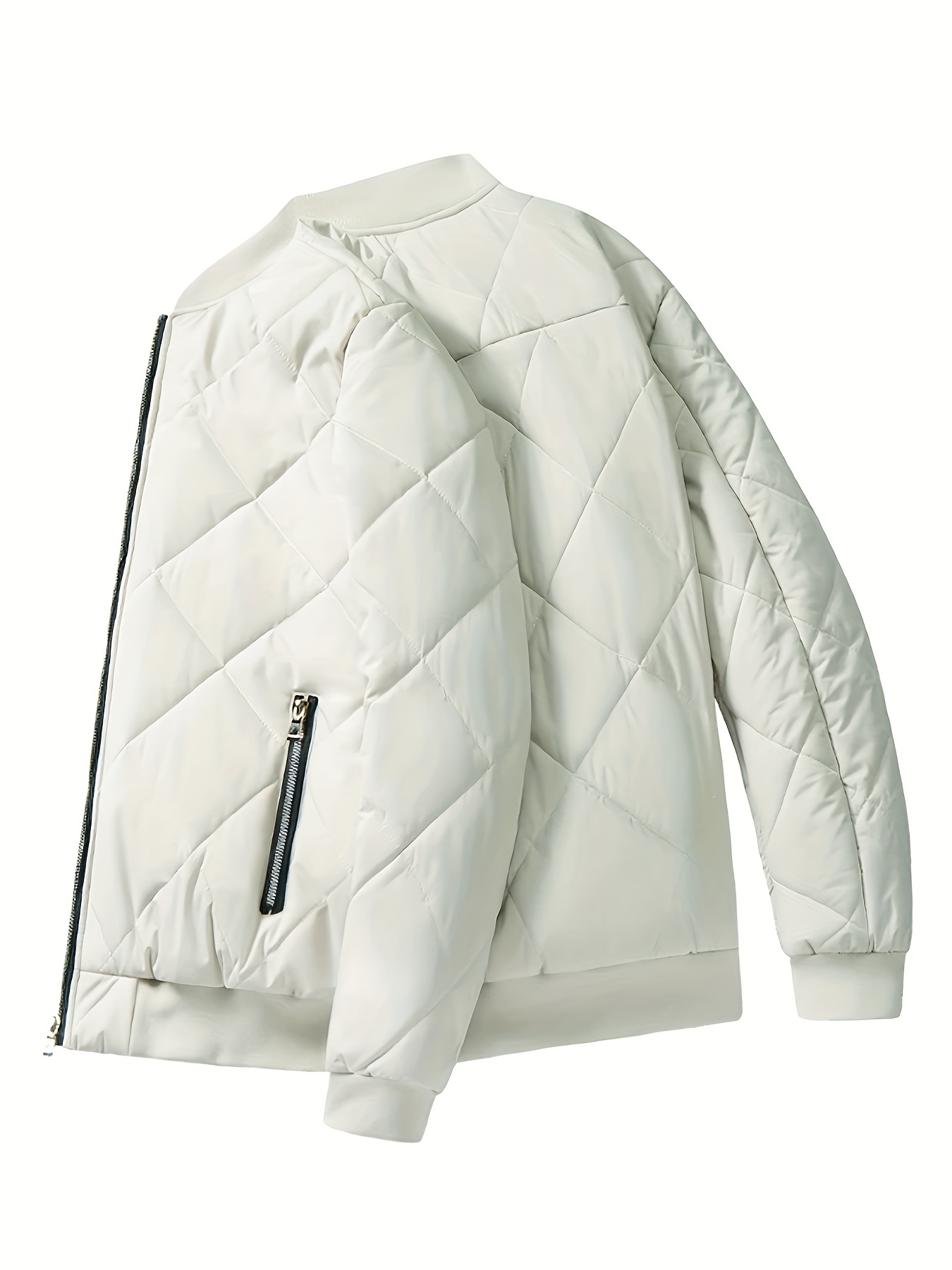 warm fleece thickened jacket, warm fleece thickened jacket mens casual baseball collar zip up jacket coat for fall winter details 1